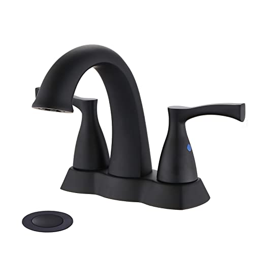 Robinet de lavabo central noir mat double commande avec vidage escamotable - 2