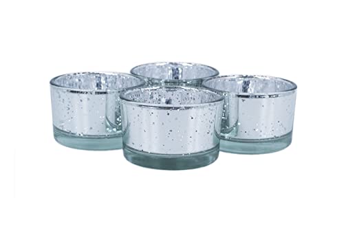 Teelichthalter Silber 24 Teelichtgläser klein 51x33 mm Set 4 Stück Teelichthalter Glas Silber