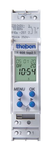 Theben 6080101 TR 608 top2 S - Digitale 1-Kanal Zeitschaltuhr mit Wochenprogramm, Zeitschalter