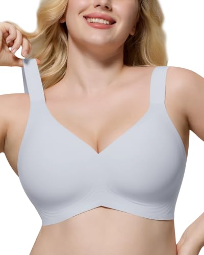 Image of HORISUN Seamless Bras Full Coverage Wireless Push Up Bra for Women No Underwire Comfort V Neck Bralettes with Support