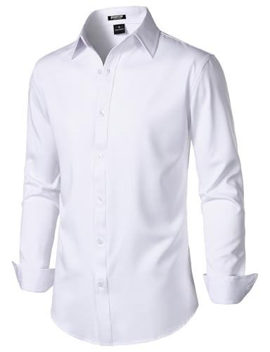 Men's Stretch Soft Slim Fit Dress Shirts Long Sleeve Formal Wedding Business Casual Button Down Shirt2
