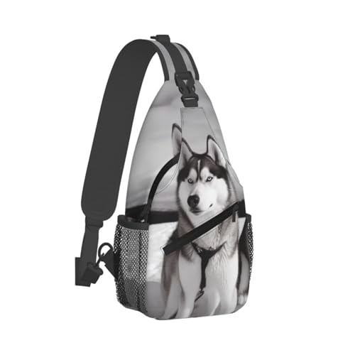Mochila Sling para hombre y mujer con diseño de perros Husky miniatura 1