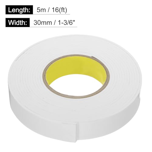 Image of uxcell 2pcs Rolls Single Sided Foam Tape Removeable EVA Sponge Mounting Tape Strong Adhesive Tape Strips(White, 16ft x 1 3 /16 inch x 1 /8 inch) for Home Paint Wall Hanging Poster Decor