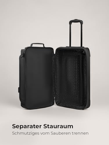 REDOLZ 2-Rollen MEDIUM Trolley-Reisetasche | Volumen mit Dehnfalte erweiterbar von 51 auf 64 Liter | für Männer & Frauen (55 cm, extra Bodenfach)