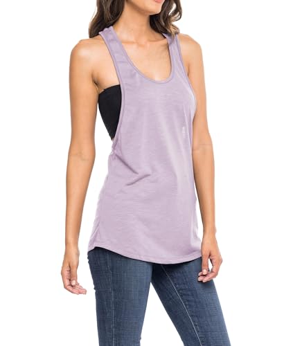Image of Sexy Basics Women's Workout Racerback Tank Tops | Semi Sheer Slub Fabric | Wide Shoulder Hole Opening | Multi Packs & Colors