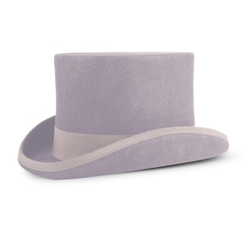 Punctualgood Wool Felt Top Hat Victorian Mad Hatter 6" Magic Hat Gentlemen Performing Jazz Caps Rock Hat for Men Women Gift (X-Large, Grey)