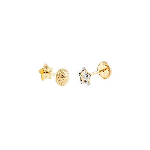 Orecchini per bambini stella con zirconi - oro