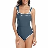 Barriga Bañadores con Aros Vientre Plano Talla Grande Bikini Forma Sujetador Sólido para Mujer con Almohadillas para El Pecho Traje de Baño de Bikini Deportivo Sexy (Blue L)