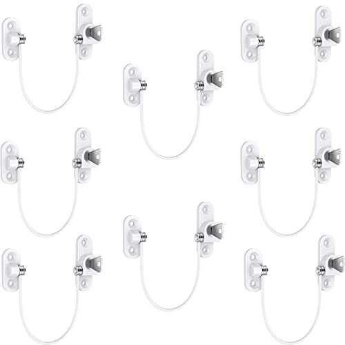 HOMGEN 8PACK Child Safety Window Restrictors Locks with Keys & Self-Tapping Screws Stainless Steel Cable Window Lock Limits Opening to Protect Kids&Cats Universal Fit for Wood, UPVC & Aluminium Frame