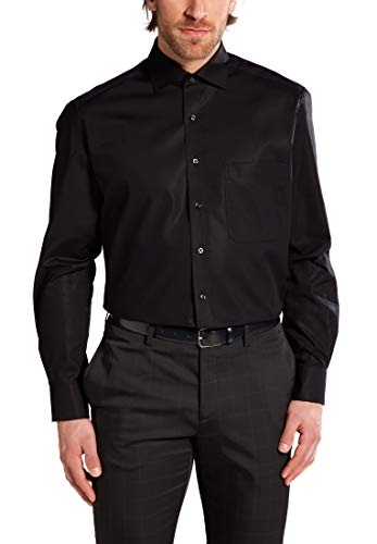 Preisvergleich Produktbild eterna Herren Hemd Comfort Fit Langarm Kent, Schwarz, W46 Langarm