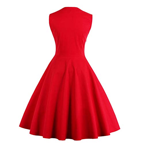Image of Women Vintage Polka Dot 1950s Rockabilly Halter Audrey Dress Retro Floral Evening Cocktail Swing Dress