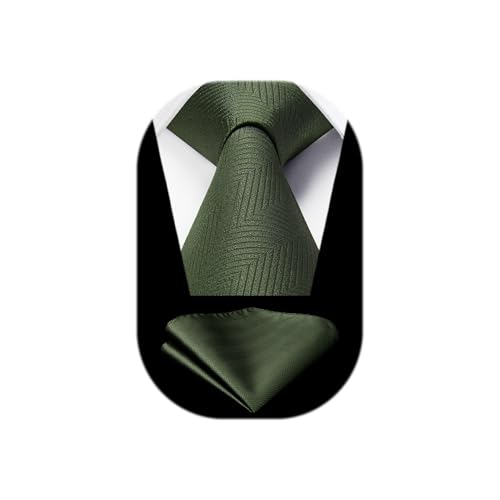 Image of HISDERN Mens Ties Solid Color Ties for Men Formal Necktie with Pocket Square Set Satin Silk Neck Tie Handkerchiefs Set