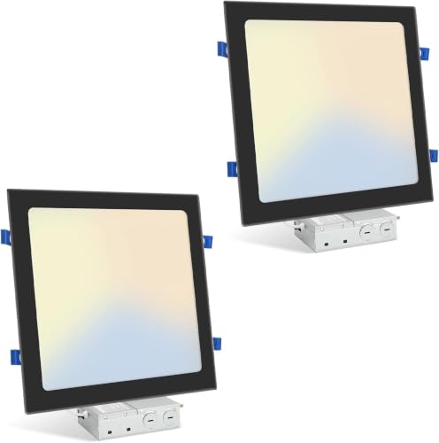 HONZIN 2 projecteurs encastrés LED carrés 12 po, 24W, 5 temp. couleur
