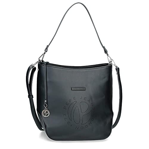 Pepe Jeans Mabel Bolso Tote Negro 27x32x10 cms Piel sintética