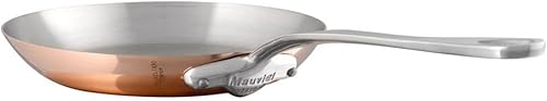 Mauviel M'150 S - Sartén de cobre pulido y acero inoxidable de 0.059 in con mango de acero inoxidable fundido, 10,2 pulgadas, fabricada en Francia