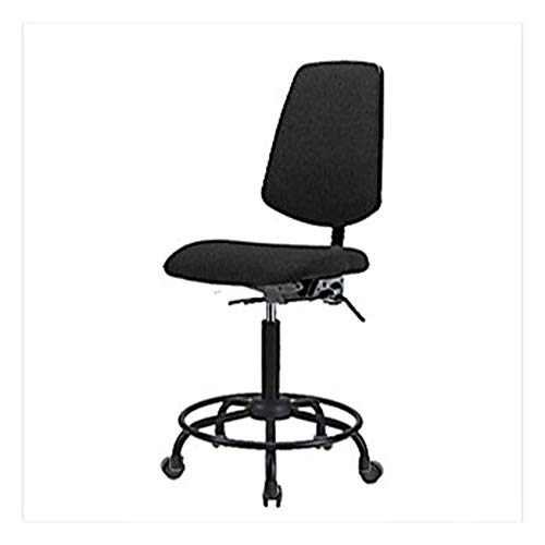 Thomas 1163K82 - Silla de tela con respaldo medio sin inclinación y brazos, base de tubo redonda, ruedas, color gris