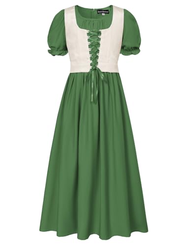 Robe Renaissance fille manches courtes bouffantes coupe longue fluide