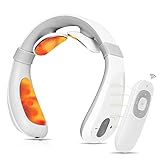 Electric Neck Massager with Heat for Pain Relief, Intelligent Neck Massager with 6 Modes, Deep Tissue Trigger Point EMS Neck Massager for Home, Outdoor, Office. Relax Gift for Her/Him/Friend/Dad/Mom