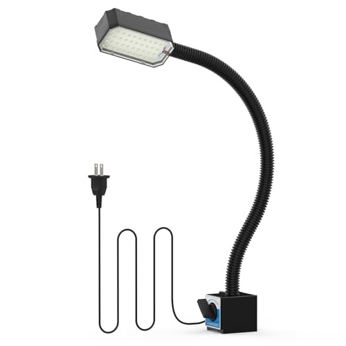 Magnetic Work Light, 1300 Lumens Led Machine Light with Strong Magnetic Base, Flexible Gooseneck Magnetic Lamp for Lathe and Drill Press, 10W 120V
