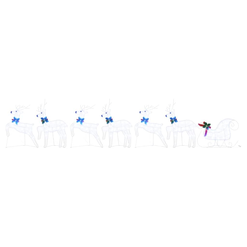 Rennes LED 7 pièces en Tissu Blanc pour décoration de Noël intérieur extérieur avec éclairage USB Style Art Déco, Dimensions 43 x 18 x 66 cm, Ambiance Festive