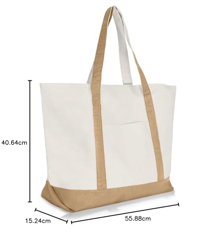 Image of 22 inch Heavy Duty Cotton Canvas Tote Bag (Zippered)