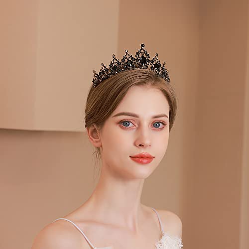 Kamirola - Queen Crown And Tiara Princess Crown For Women And Girls Crystal Headbands For Bridal, Gothic Halloween Costumes For Women Prom Halloween Accessories (Black) #TOP5