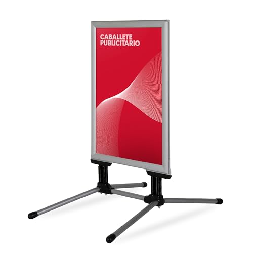 CASHDISPLAY Expositor Publicitario Exterior con Patas | Marco de Aluminio de 44mm | Soporte Doble Cara | Expositor Publicitario Antideslumbrante para Anuncios en Exterior | 700x1000mm, Gris