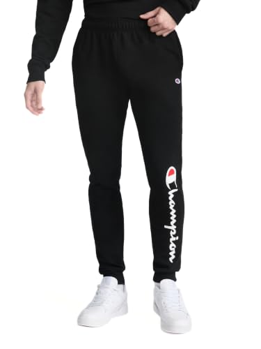Champion Men's Powerblend Fleece Joggers, Classic Script Logo, Original Black, X-Large - image 1