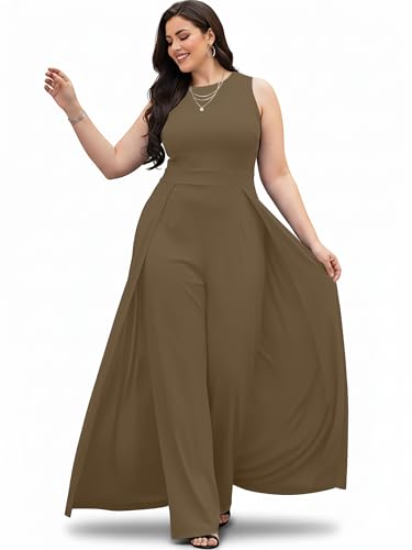 Image of KOH KOH Womens Sleeveless Flattering Dressy Long Pant Cape Elegant Jumpsuit