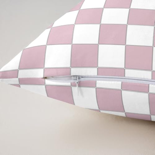 Image of Erosebridal Pink Initial T Throw Pillow Covers 20x20 Set of 2 Kawaii Plaid Checkered Cushion Cover Cute Personalized Monogram Throw Pillow Case for Bed Couch Sofa Fashion Grids Gingham Home Decor