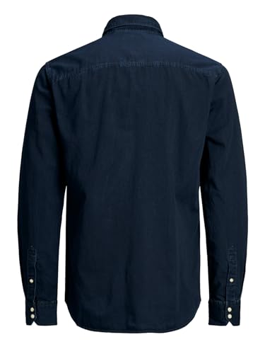 Image of Jack & Jones Men's Jjesheridan L/S Noos Denim shirt, Blue (Dark Navy Fit: Slim), M UK