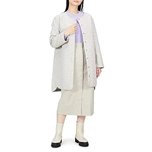 [ジョルシア] キルトジャケット 中わた刺しゅうキルトノーカラーコート レディース" 