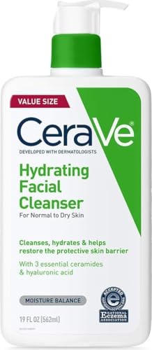 CeraVe Hydrating Cleanser with Hyaluronic Acid, Face Wash for Dry Skin,19oz