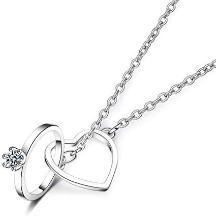 Collier en Argent Sterling 925 à double cercle scintillant et design chic pour femme
