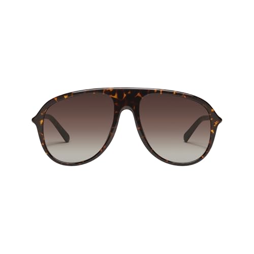 QUAY Chart Topper 78643 57mm DARK TORT/Brown Aviator Sunglasses for Women + BUNDLE with ACCESSORY EYEWEAR KIT
