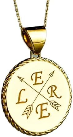Family Initials Engraved Pendant Necklace - 14K Gold Plated 925 Sterling Silver Round Medallion With 18 Inch Cable Chain. 28mm Pendant for Men & Women |JA_PENK_1640 image 4