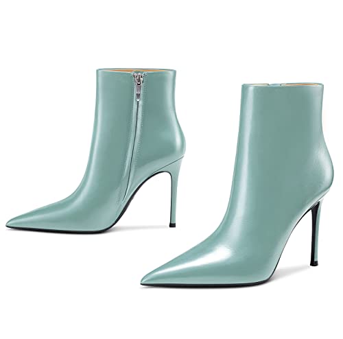 Aachcol Women Ankle Boots Short Bootie Stiletto High Heel Pointed Toe Zipper Matte 4 Inch4