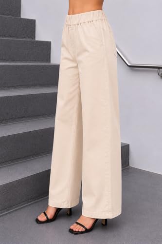 Image of ADBUCKS Girl's Stretch Denim Wide Leg Jeans Comfort Fit with Elastic Waistband, Straight Cut, Casual Style for All Seasons, Versatile Clothing
