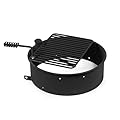 TITAN GREAT OUTDOORS 24-in Steel Fire Ring with 15.5-in. x 19.5-in. Grate, Outdoor Cooking Camping
