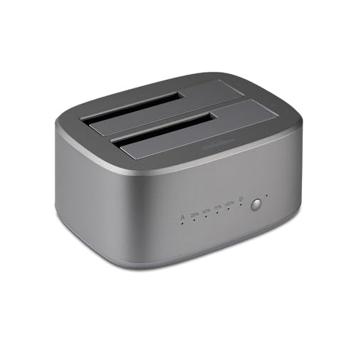 UnionSine Estación de acoplamiento HDD de doble bahía con clon offline SATA a USB 3.0 Estación de acoplamiento clon HDD para carcasa de disco duro SSD de 2,5/3,5