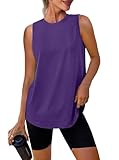 XIEERDUO Workout Tank Tops for Women Lightweight Sleeveless Crewneck Athletic Muscle Shirt Sports Tops Breathable Quick Dry Running Tennis Yoga Gym Training Soft Stretchy Active Wear Purple L