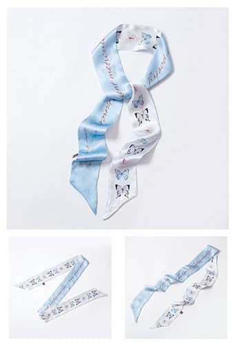 Gudessly 100% Mulberry Silk Scarf Tie Bag Hair Band Scarf Retro Long Ribbon Neckerchief Hangbag Handle Head Wraps Belt2