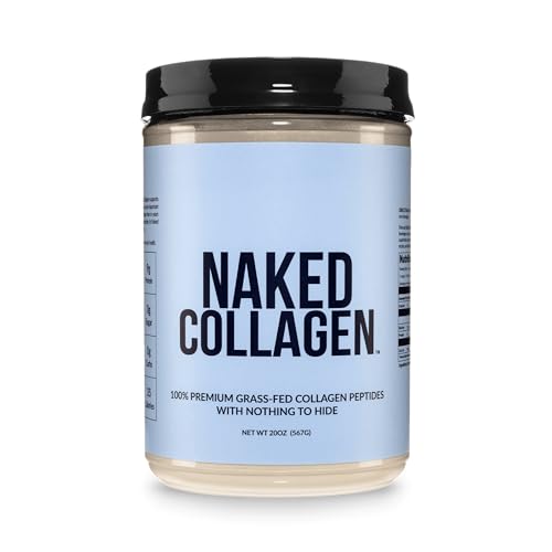 NAKED Collagen Peptides Protein Powder, 60 Servings, Pasture-Raised, Unflavored Grass-Fed Hydrolyzed Collagen Supplement, NSF Certified, Paleo Friendly, Non-GMO, Keto, Gluten Free, 20oz