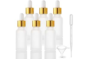 6 Pack, 15ml Essential Oil Bottles with Droppers and Golden Caps