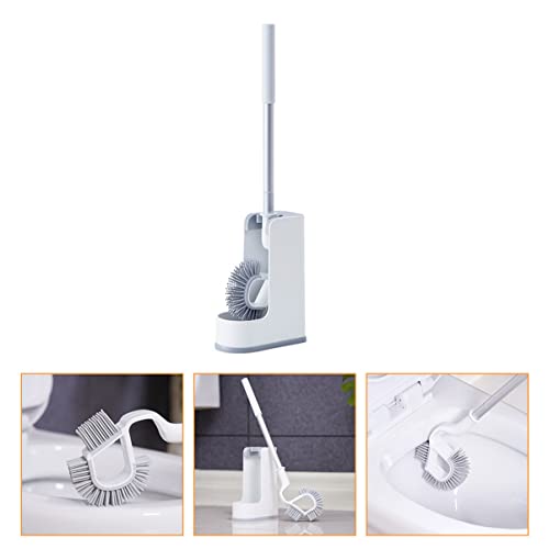 Brosse de toilette blanche avec base de rangement et poils denses BESTYASH - 6