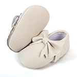Bebila Double Bow Fringe Baby Moccasins - Soft Sole Baby Shoes Girls Toddler Crib Flats