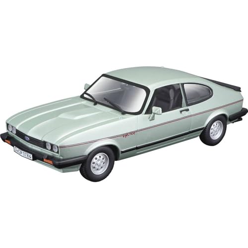 Bburago Ford Capri (1973): Modelo de Coche a Escala 1:24, Puertas Abiertas, 19 cm, Verde Claro Mate (18 21093)
