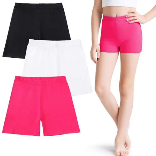 JinBei Mallas Cortas Niña Verano Pantalones Cortos Leggings De Ciclismo Algodón Culotte Deportivos Niños Cintura Elástica Transpirables Shorts Ropa Pack de 3 Pantalon, 7-8 Años