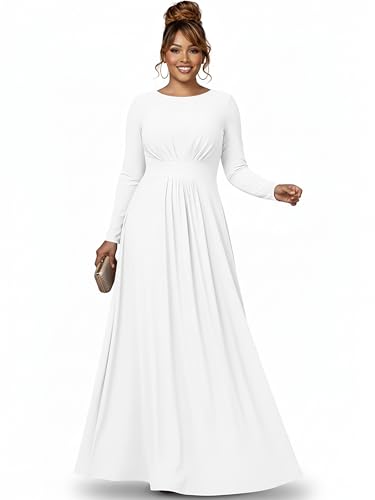 Image of KOH KOH Womens Long Sleeve Flowy Empire Waist Fall Winter Maxi Dress Gown