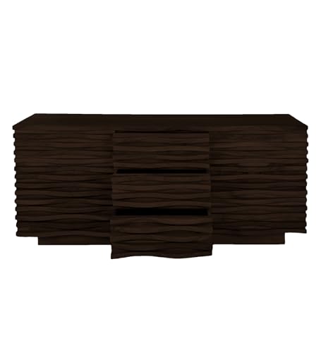 Image of The Attic Artic Sideboard, Multipurpose Cabinet for Kitchen and Living Room Storage, Crockery Storage, Solid Acacia Wood, Walnut Matte Finish